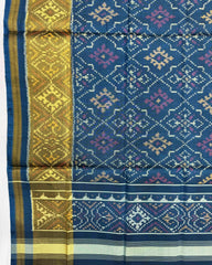 Blue Turquoise Shaded Panchanda Patola Dupatta - SindhoiPatolaArt