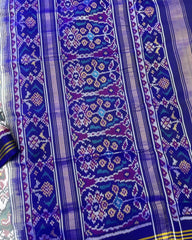 Blue & White Narikunj Patola Saree - SindhoiPatolaArt