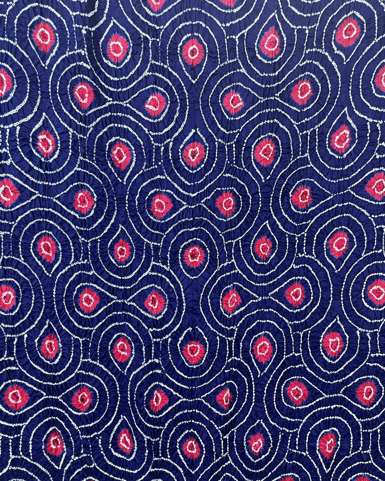 Blue with Red Dots Bandhani Dupatta - SindhoiPatolaArt