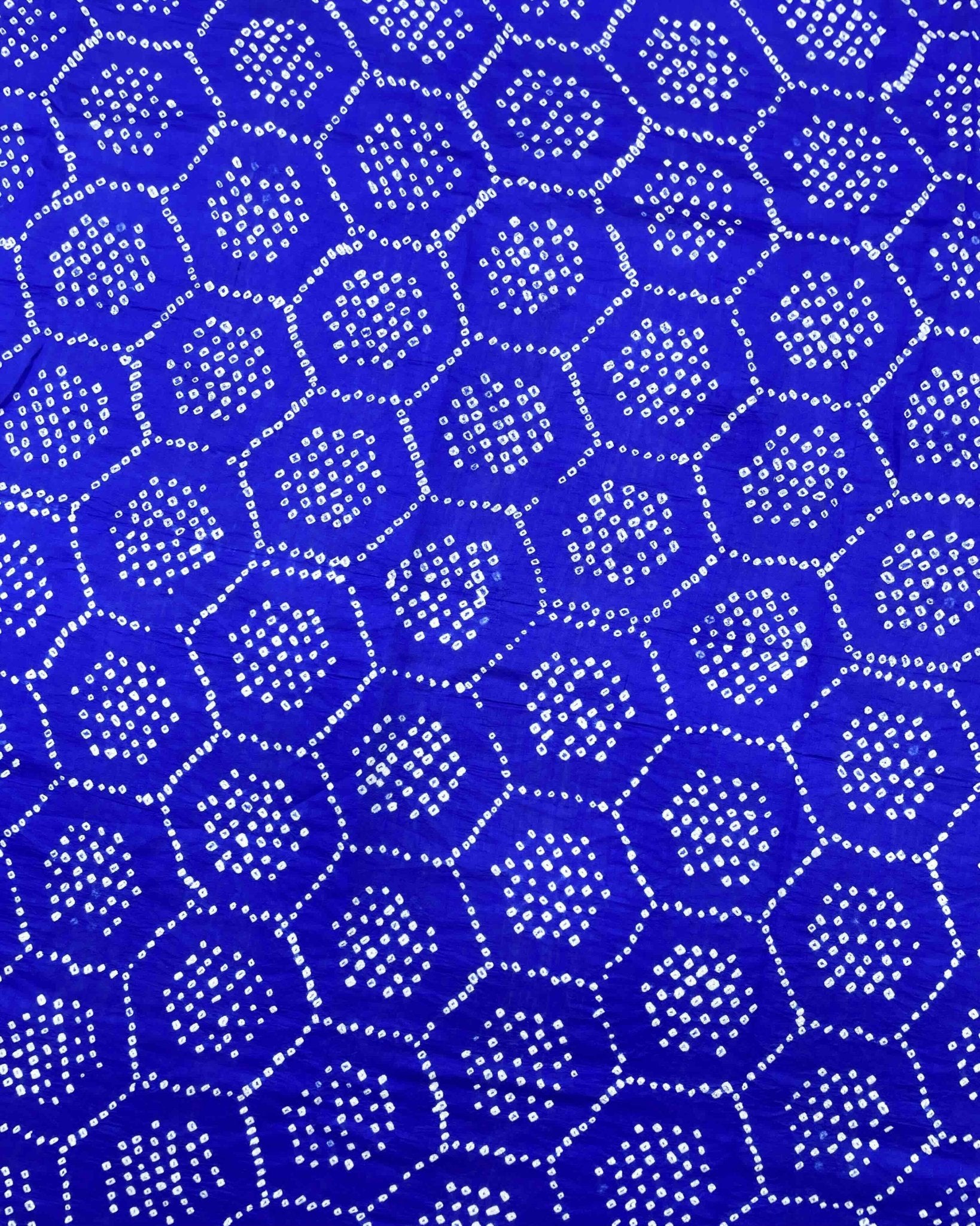 Blue with Silver Border Bandhani Saree - SindhoiPatolaArt