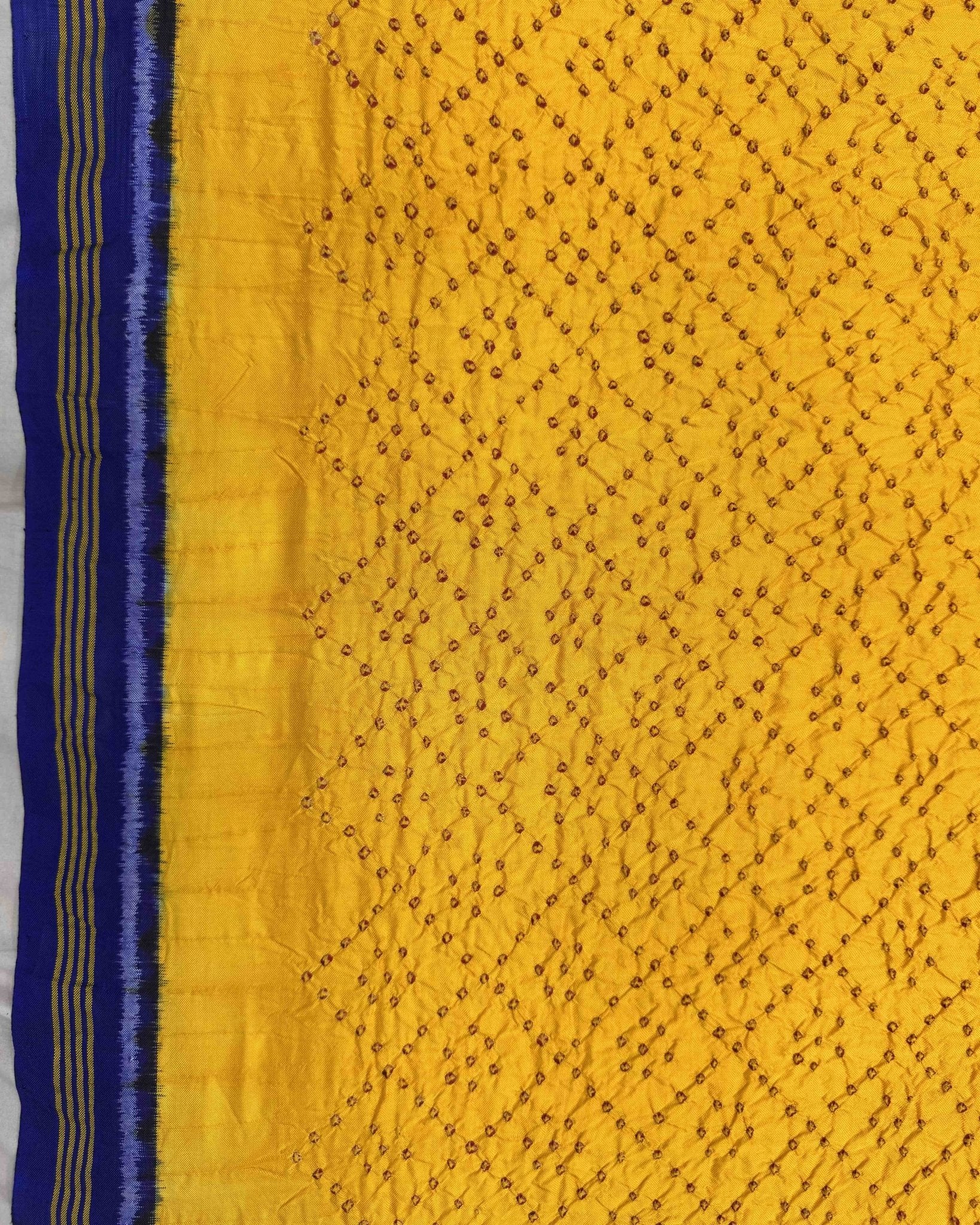 Blue & Yellow Bandhani Patola Dupatta - SindhoiPatolaArt