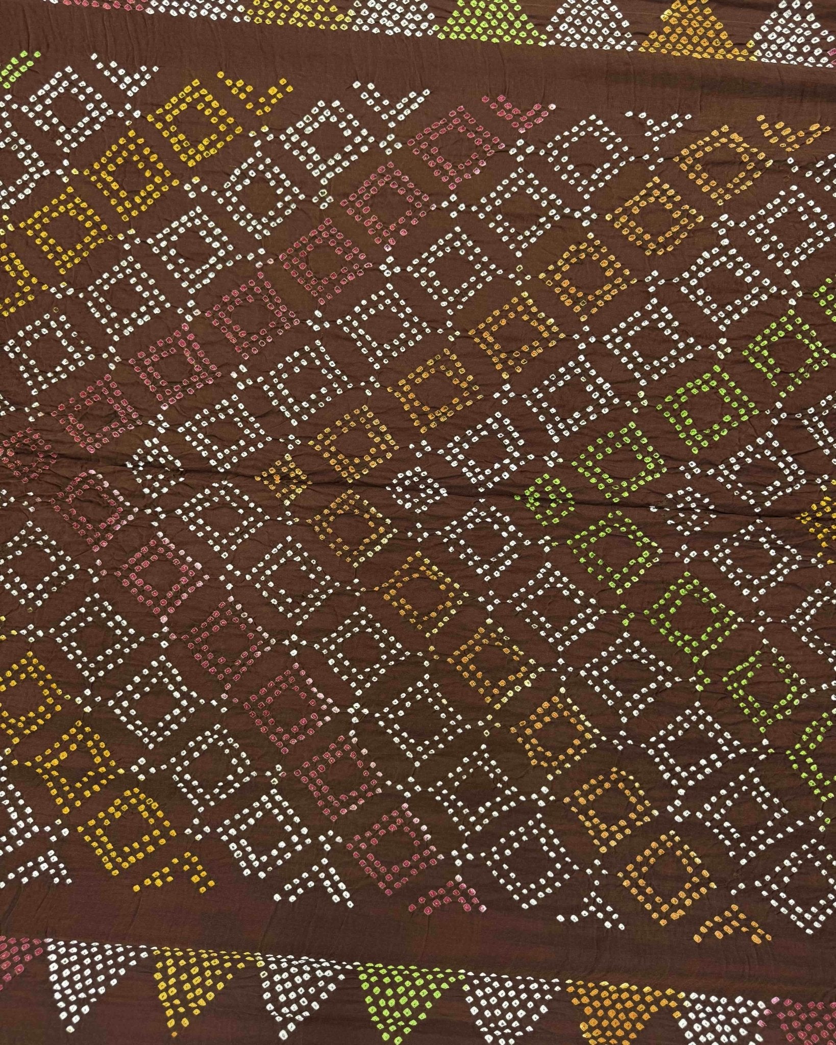 Brown Gajji Silk Bandhani Saree - SindhoiPatolaArt