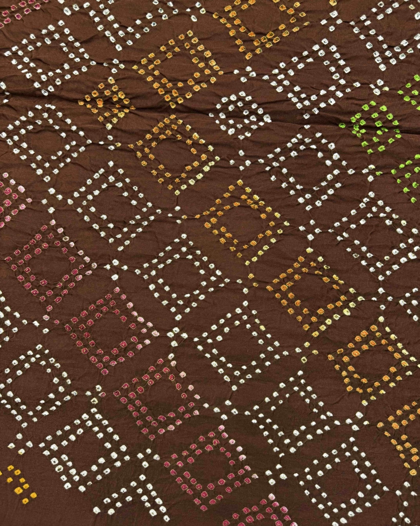 Brown Gajji Silk Bandhani Saree - SindhoiPatolaArt