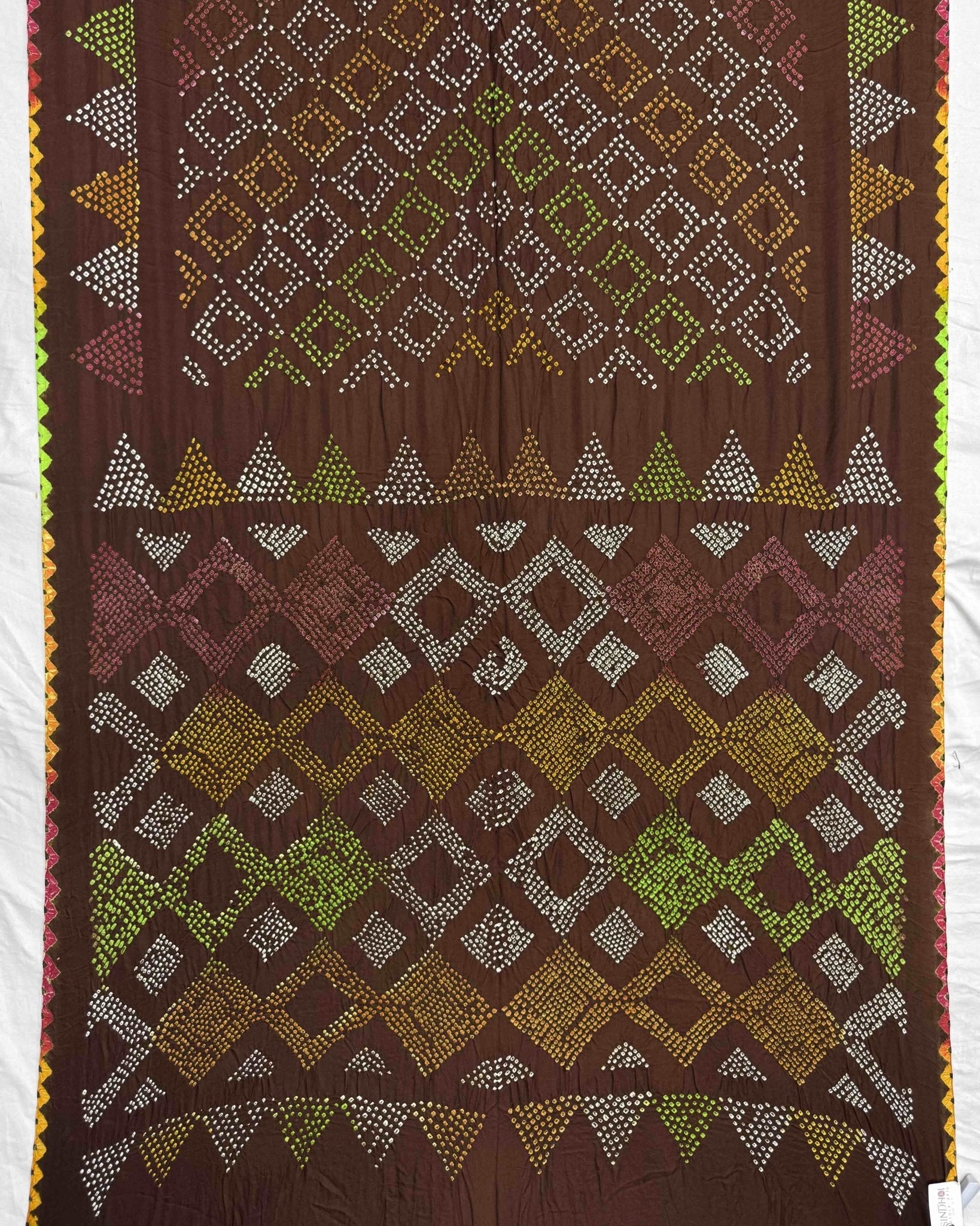 Brown Gajji Silk Bandhani Saree - SindhoiPatolaArt