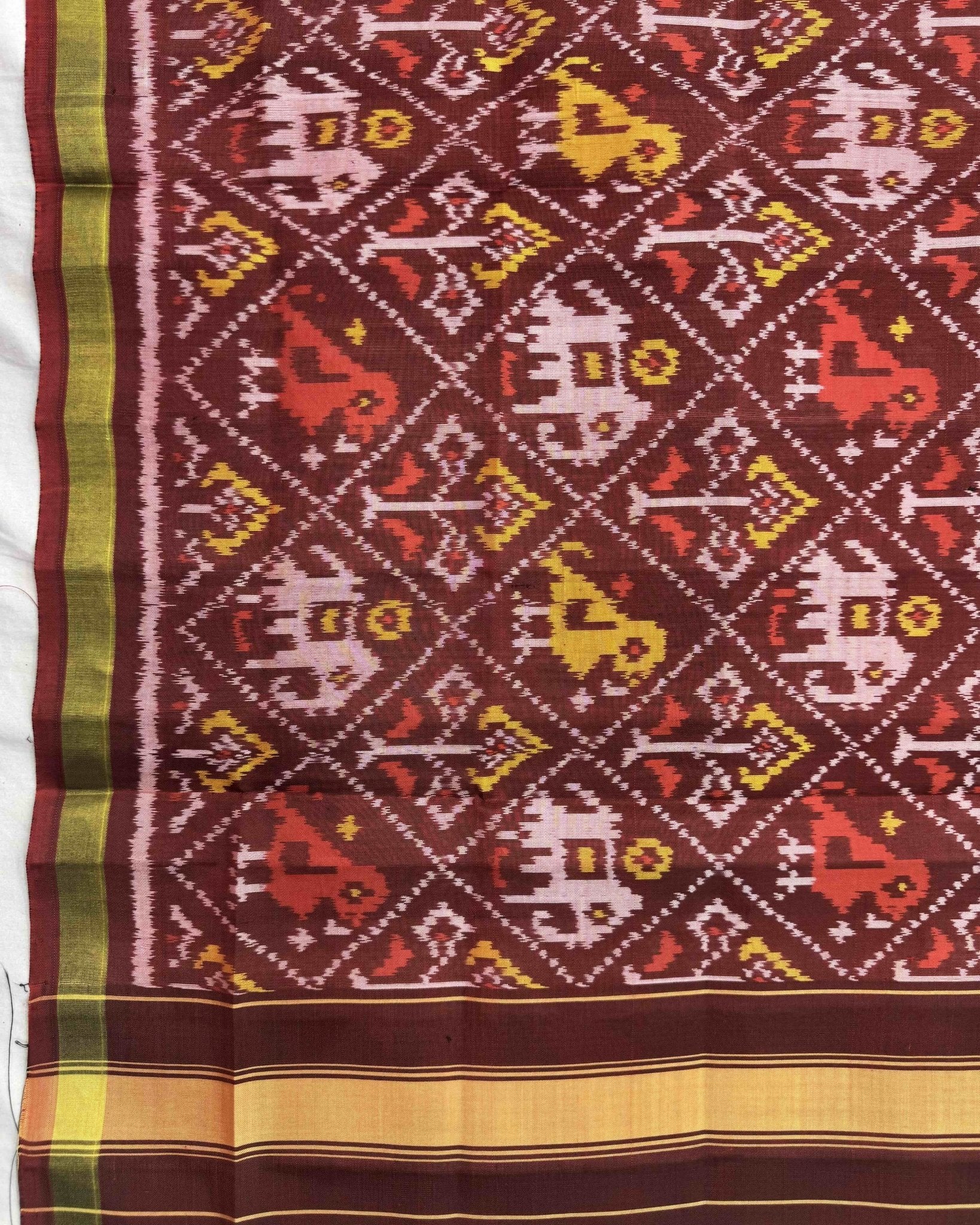 Brown Narikunj Patola Dupatta - SindhoiPatolaArt