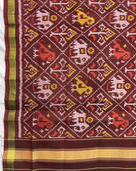Brown Narikunj Patola Dupatta - SindhoiPatolaArt