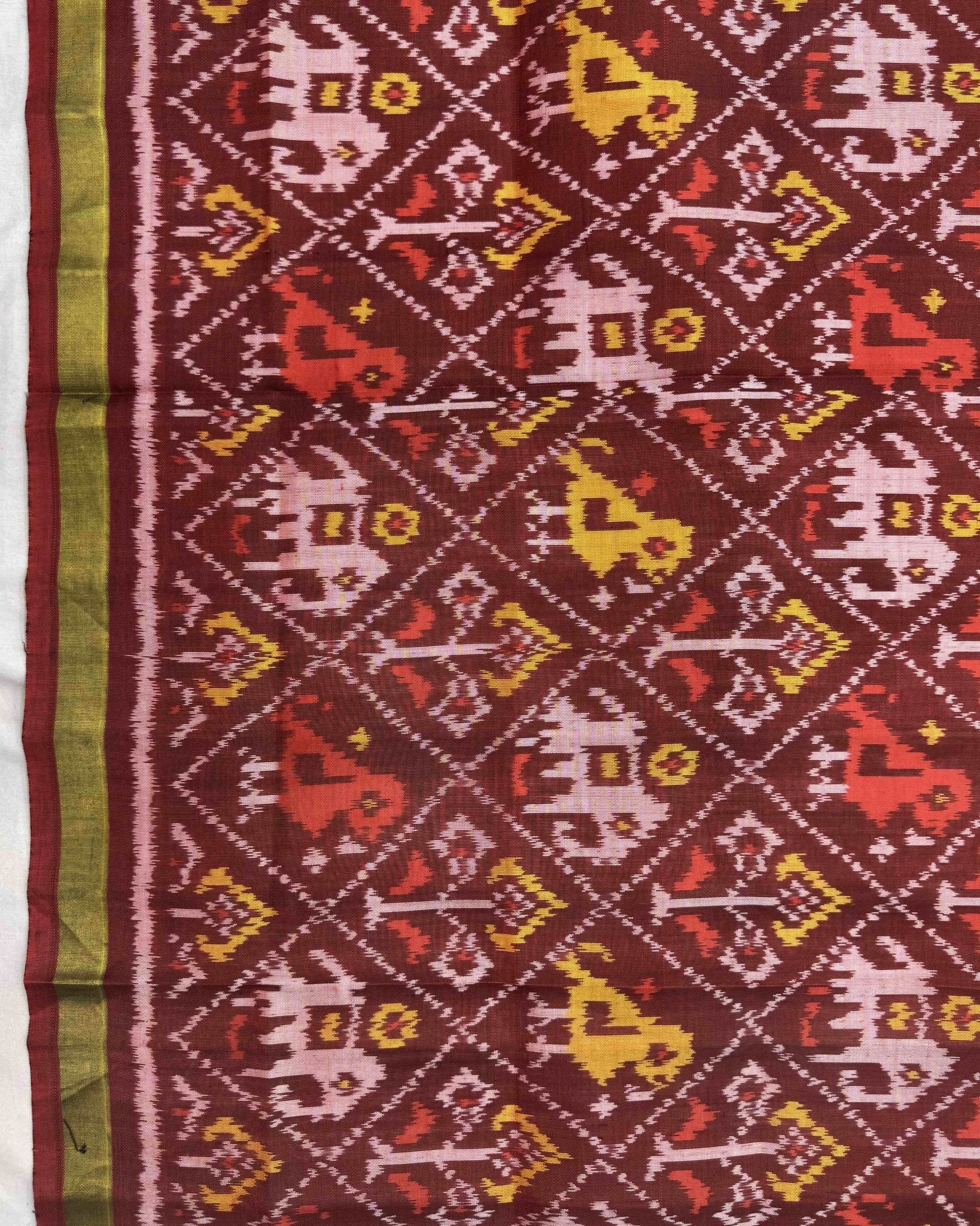 Brown Narikunj Patola Dupatta - SindhoiPatolaArt