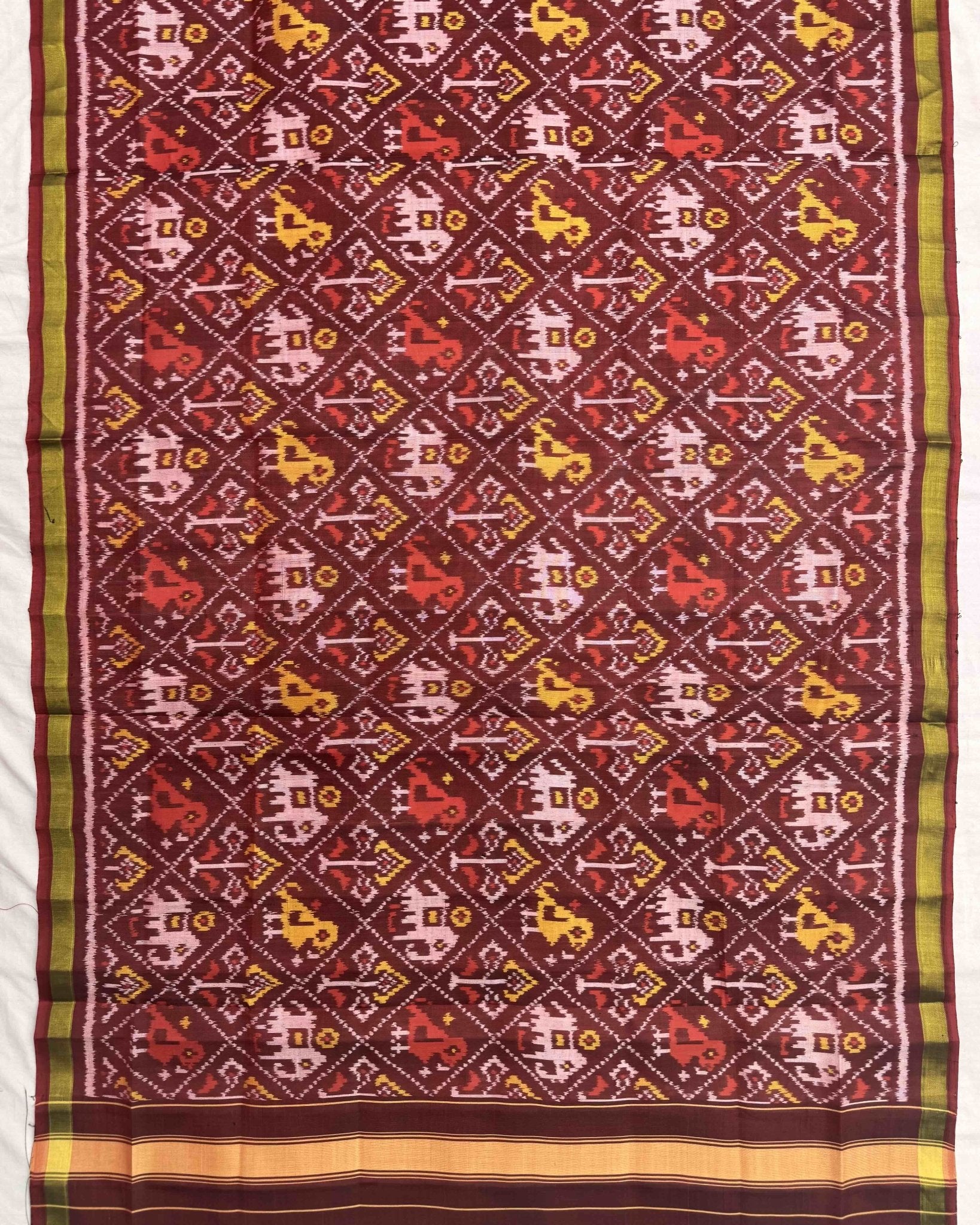 Brown Narikunj Patola Dupatta - SindhoiPatolaArt