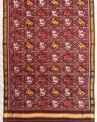 Brown Narikunj Patola Dupatta - SindhoiPatolaArt