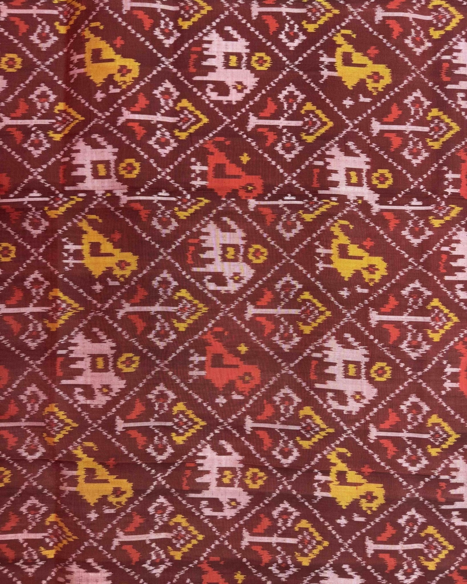 Brown Narikunj Patola Dupatta - SindhoiPatolaArt