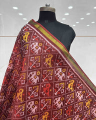 Brown Narikunj Patola Dupatta - SindhoiPatolaArt