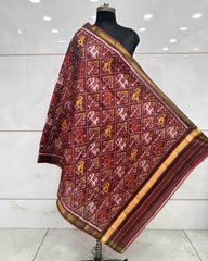 Brown Narikunj Patola Dupatta - SindhoiPatolaArt
