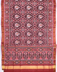 Carrot Pink Elephant Manekchowk Patola Saree - SindhoiPatolaArt