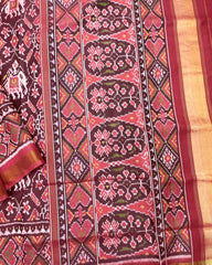 Carrot Pink Elephant Manekchowk Patola Saree - SindhoiPatolaArt