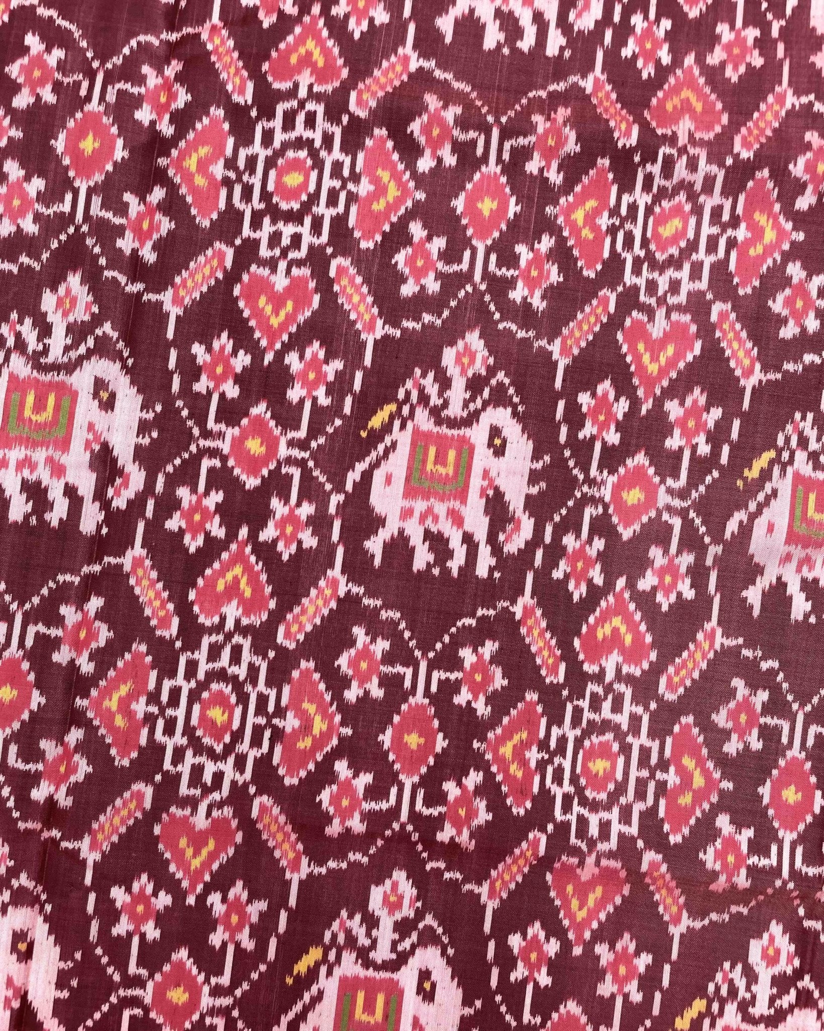 Carrot Pink Elephant Manekchowk Patola Saree - SindhoiPatolaArt