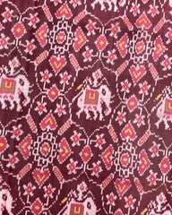 Carrot Pink Elephant Manekchowk Patola Saree - SindhoiPatolaArt