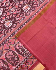 Carrot Pink Elephant Manekchowk Patola Saree - SindhoiPatolaArt