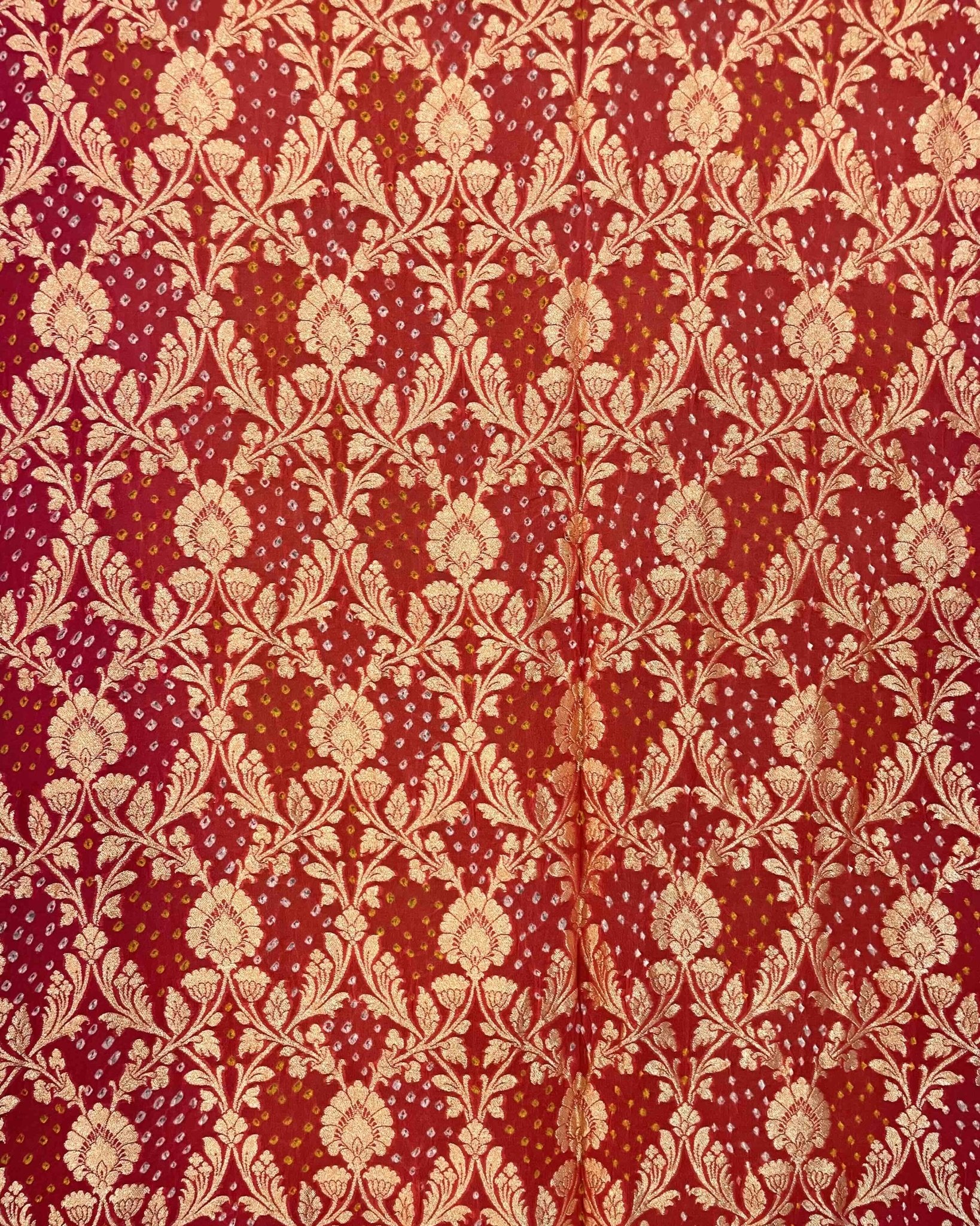 Carrot Pink & Peach Shaded Georgette Bandhani Dupatta - SindhoiPatolaArt