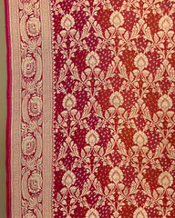 Carrot Pink & Peach Shaded Georgette Bandhani Dupatta - SindhoiPatolaArt