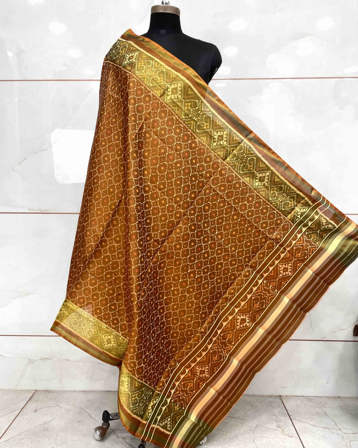 Copper Booty Design Patola Dupatta - SindhoiPatolaArt