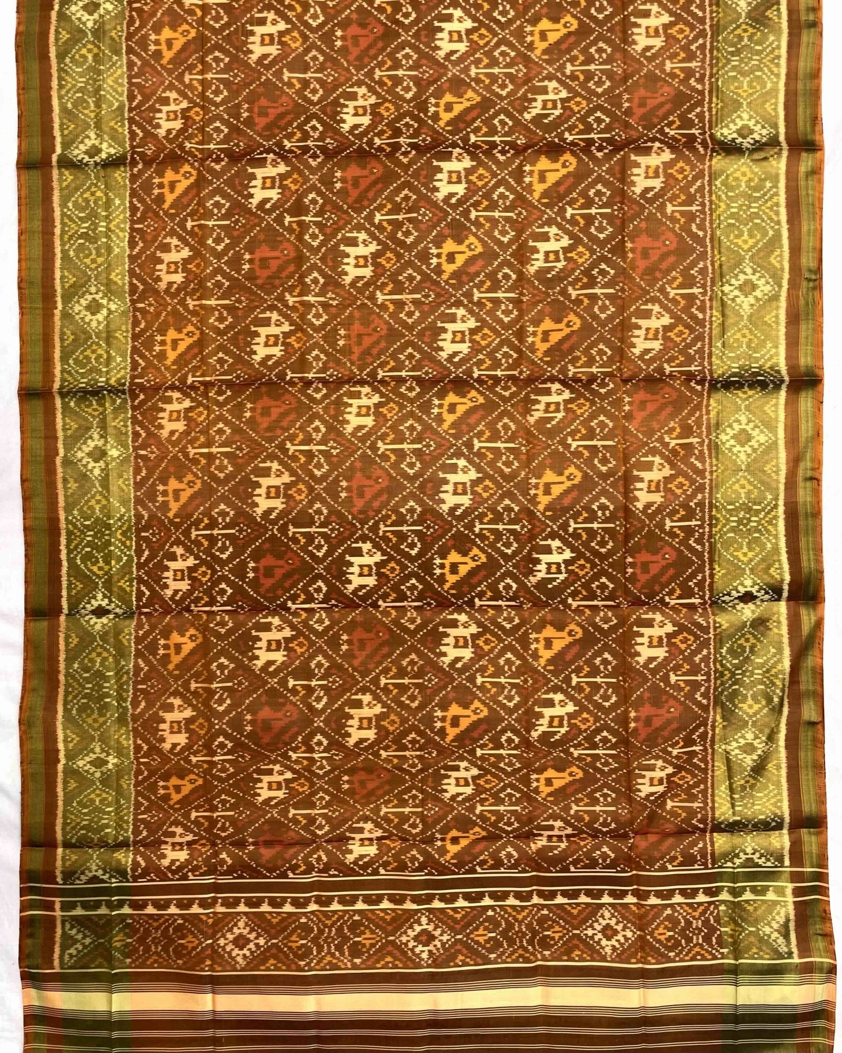 Copper Narikunj Patola Dupatta - SindhoiPatolaArt