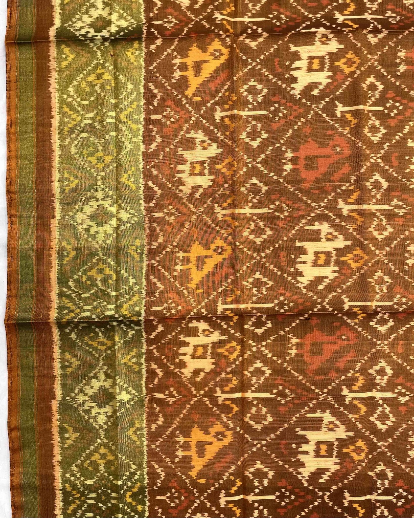 Copper Narikunj Patola Dupatta - SindhoiPatolaArt