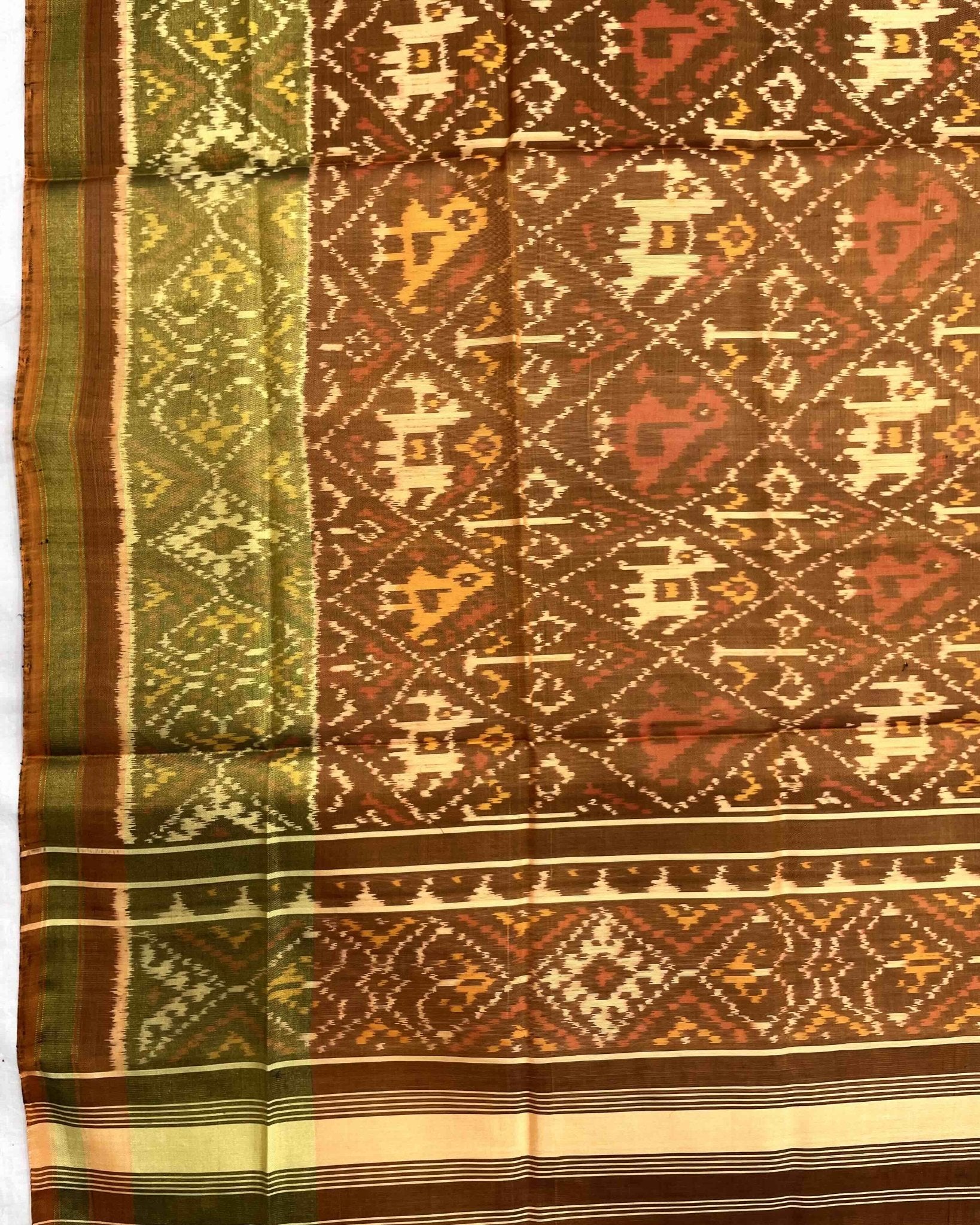 Copper Narikunj Patola Dupatta - SindhoiPatolaArt