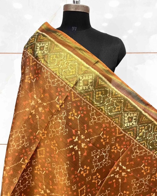 Copper Navratan Patola Dupatta - SindhoiPatolaArt
