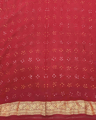 Crimson Red Georgette Bandhani Saree - SindhoiPatolaArt