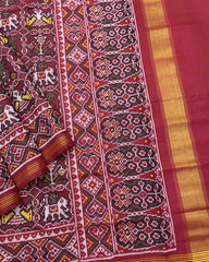 Crimson Red Narikunj Patola Saree - SindhoiPatolaArt