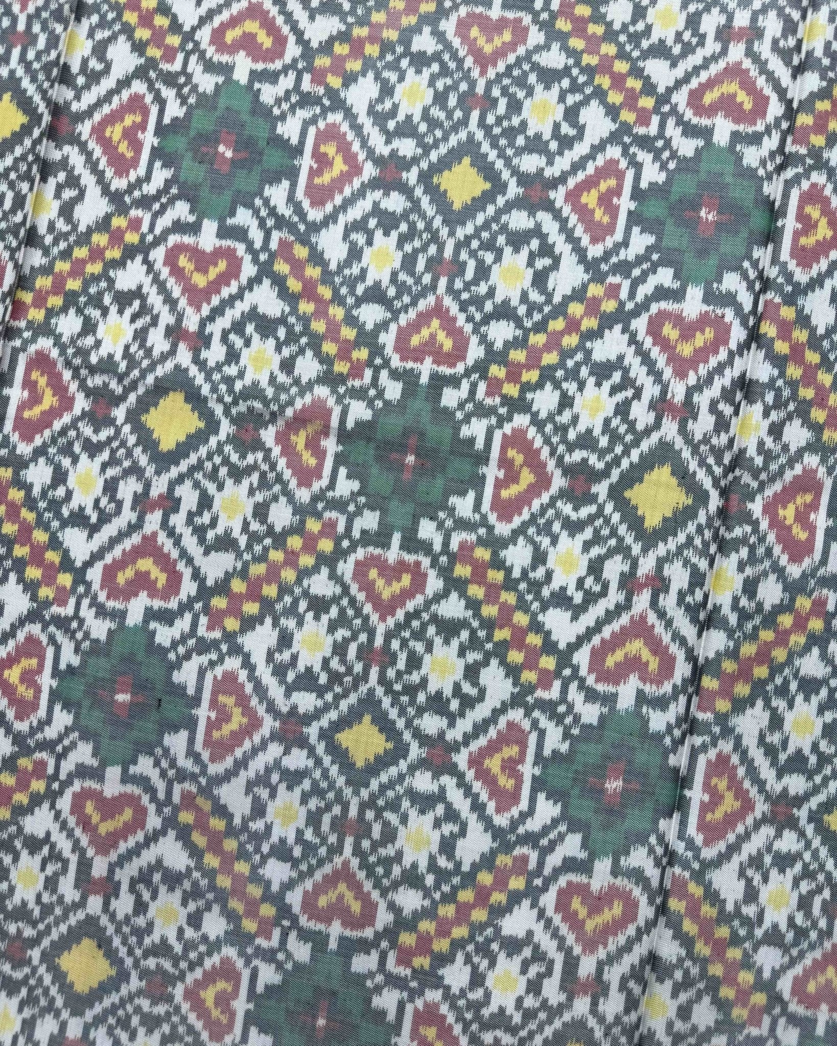 Crimson Red & White Manekchowk Semi Double Ikat Patola Saree - SindhoiPatolaArt