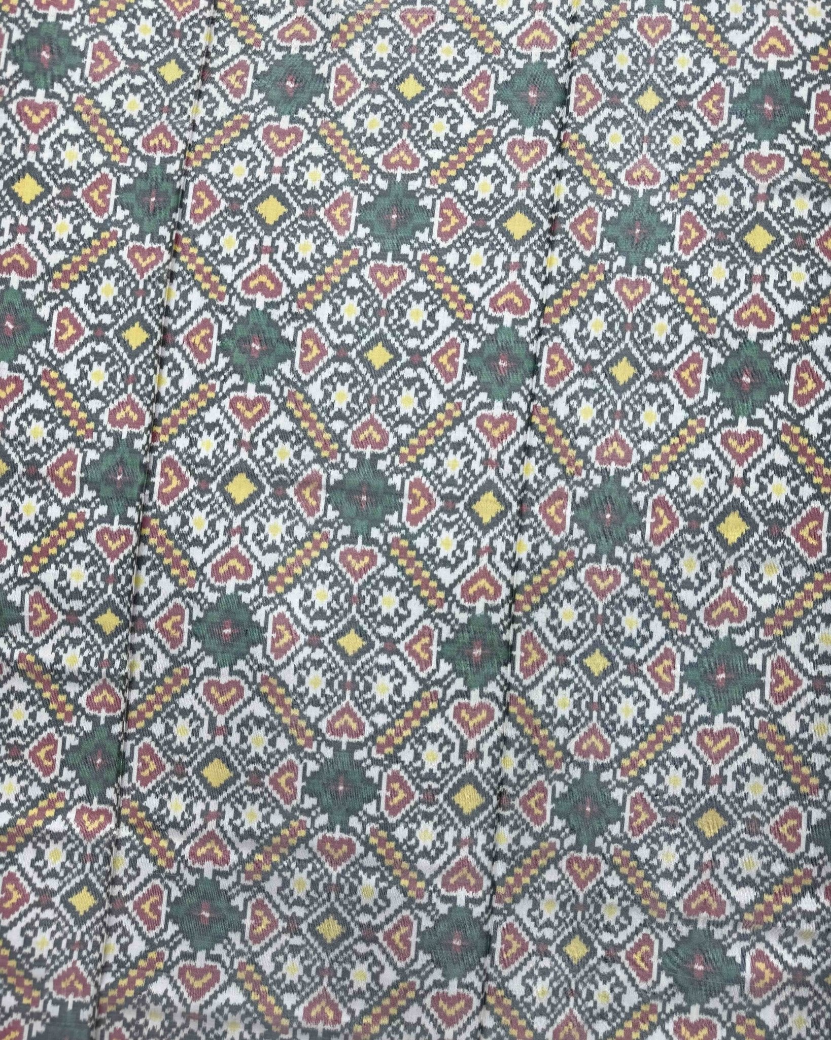 Crimson Red & White Manekchowk Semi Double Ikat Patola Saree - SindhoiPatolaArt