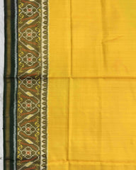 Dark Green & Lemon Yellow Plain Patola Saree - SindhoiPatolaArt