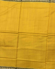 Dark Green & Lemon Yellow Plain Patola Saree - SindhoiPatolaArt