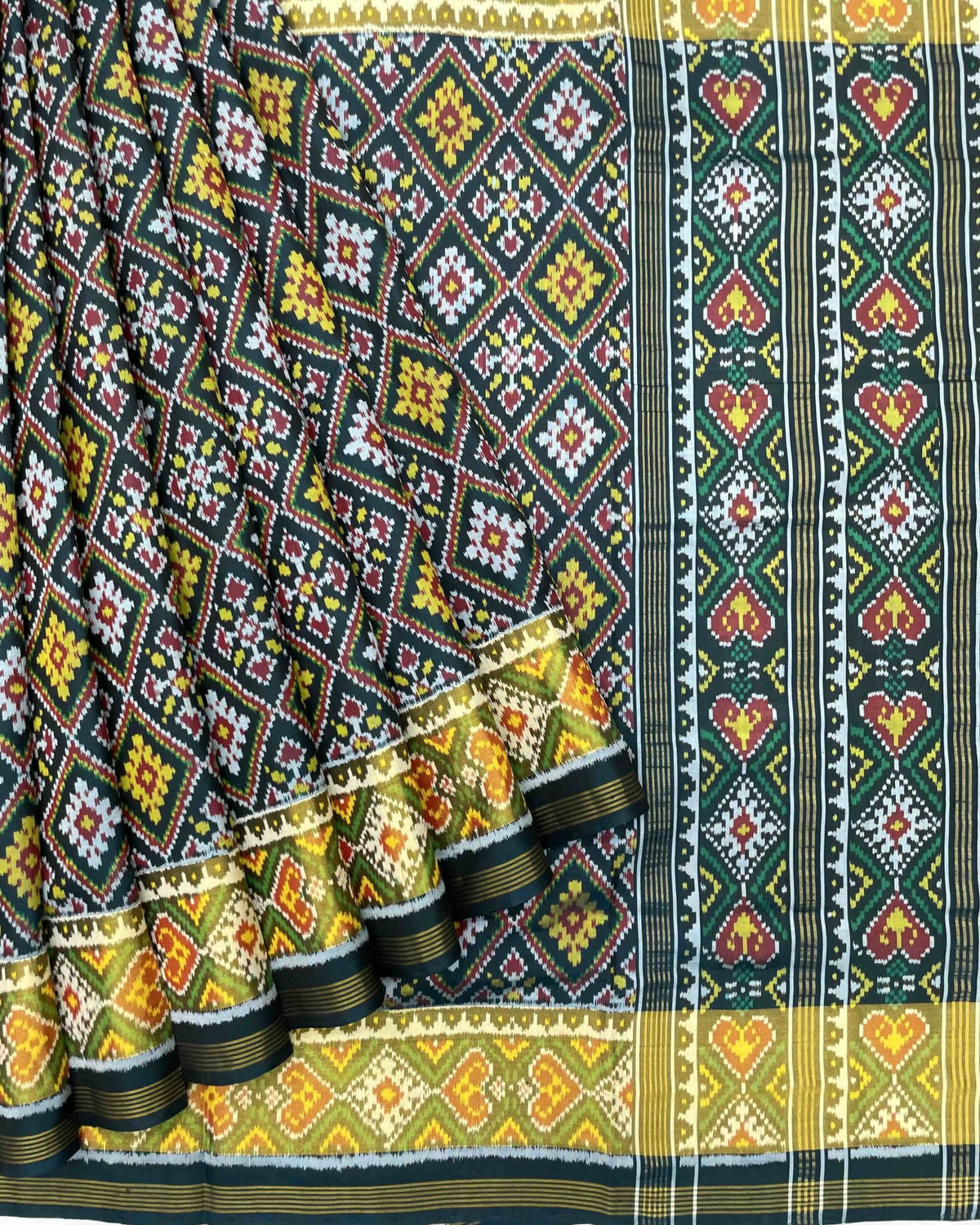 Dark Green Panchanda Designer Patola Saree - SindhoiPatolaArt