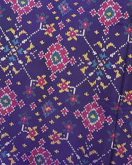 Dark Purple Navratan Semi Double Ikat Patola Saree - SindhoiPatolaArt