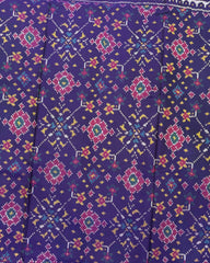 Dark Purple Navratan Semi Double Ikat Patola Saree - SindhoiPatolaArt