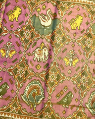 Golden & Light Pink Big Figure Chhabdi Narikunj Tissue Patola Saree - SindhoiPatolaArt