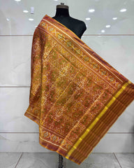 Golden Navratan Manekchowk Patola Dupatta - SindhoiPatolaArt