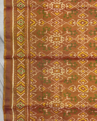 Golden Navratan Manekchowk Patola Dupatta - SindhoiPatolaArt