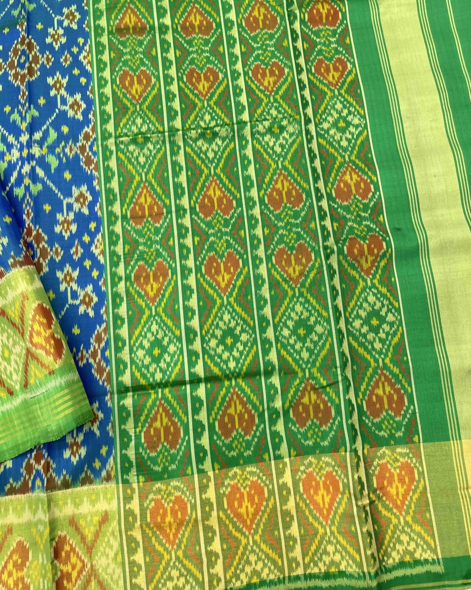 Green & Blue Navratan Patola Saree - SindhoiPatolaArt