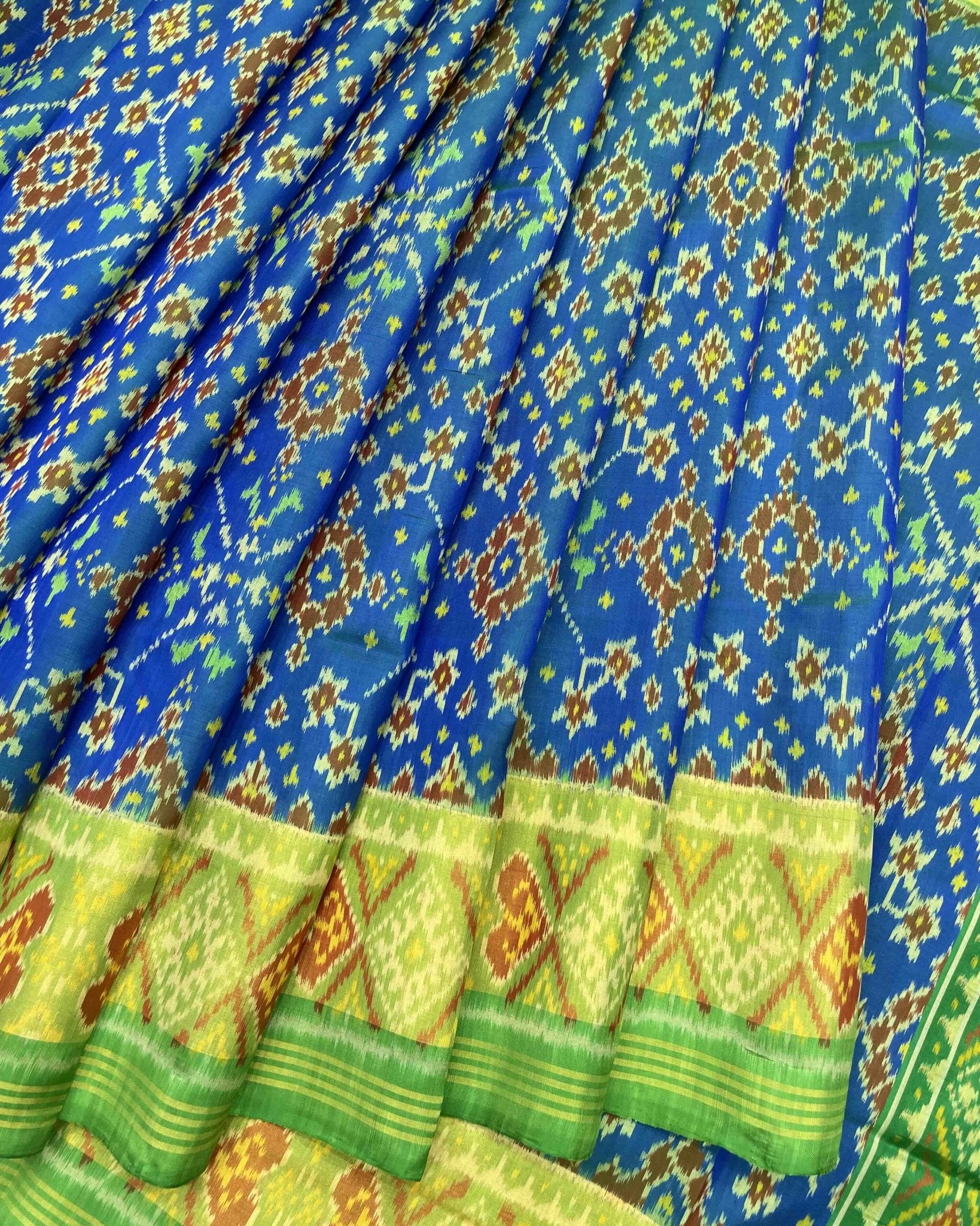 Green & Blue Navratan Patola Saree - SindhoiPatolaArt