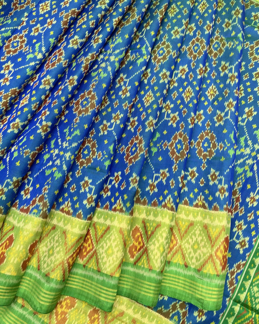 Green & Blue Navratan Patola Saree - SindhoiPatolaArt
