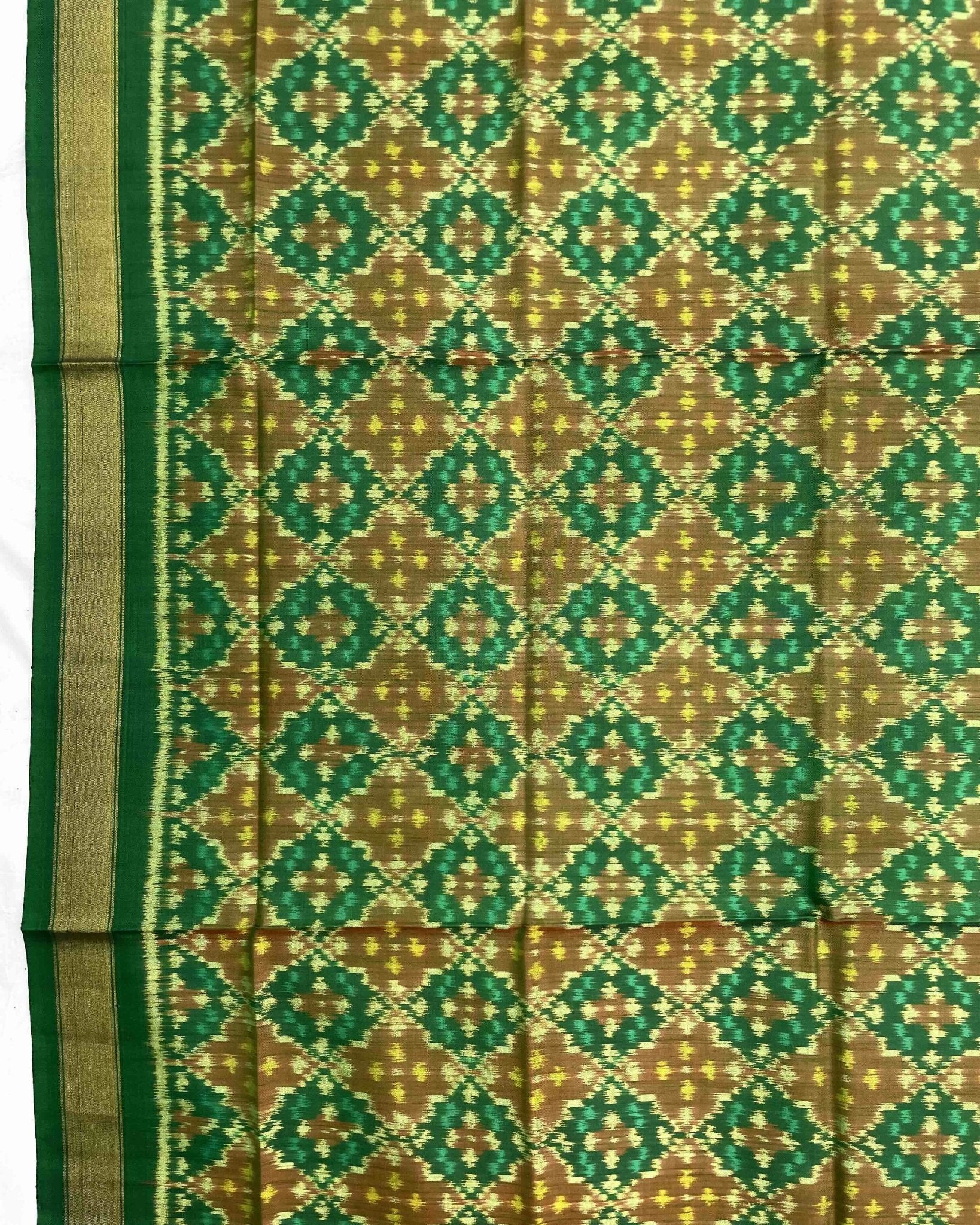 Green Buttonful Design Patola Dupatta - SindhoiPatolaArt