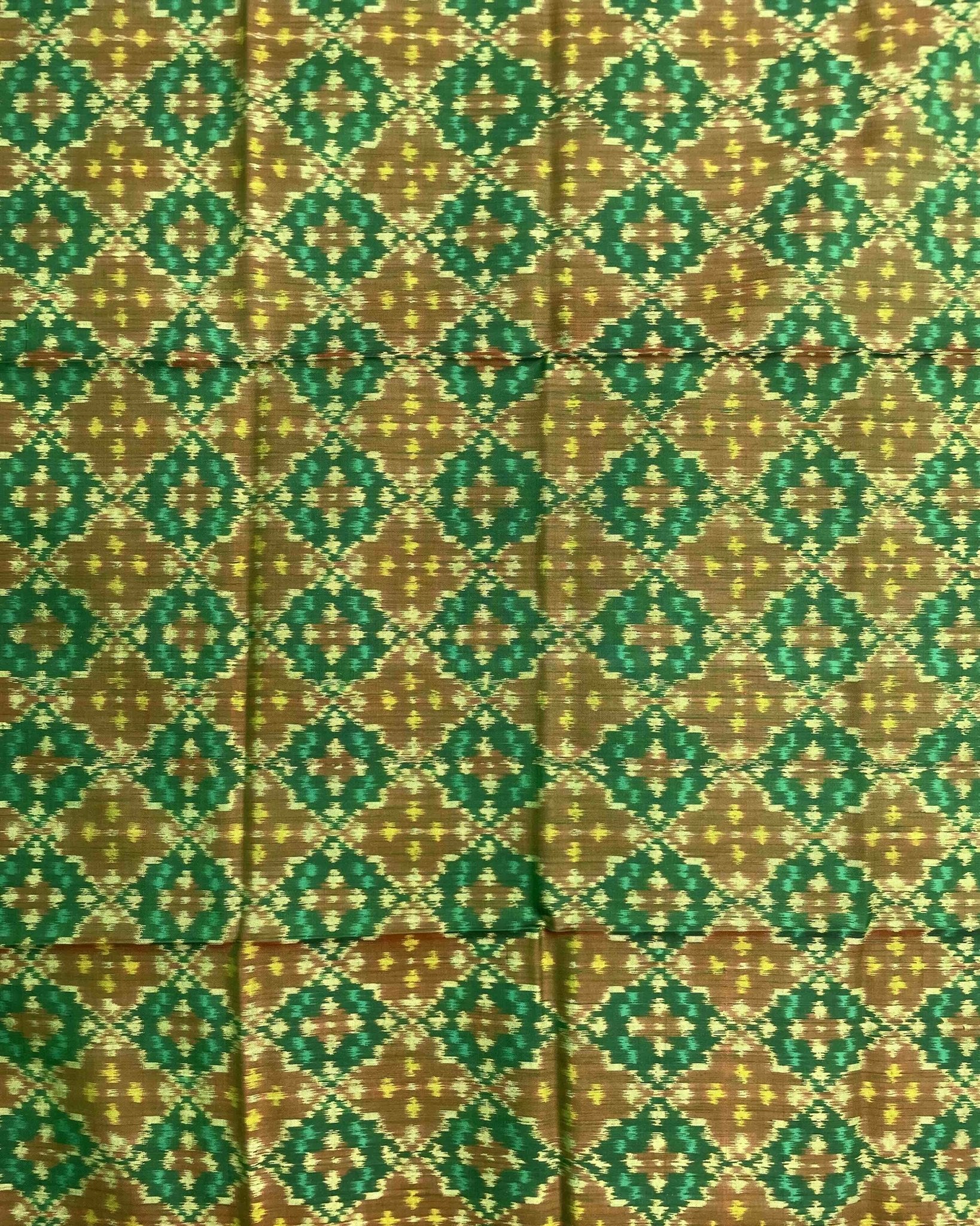 Green Buttonful Design Patola Dupatta - SindhoiPatolaArt