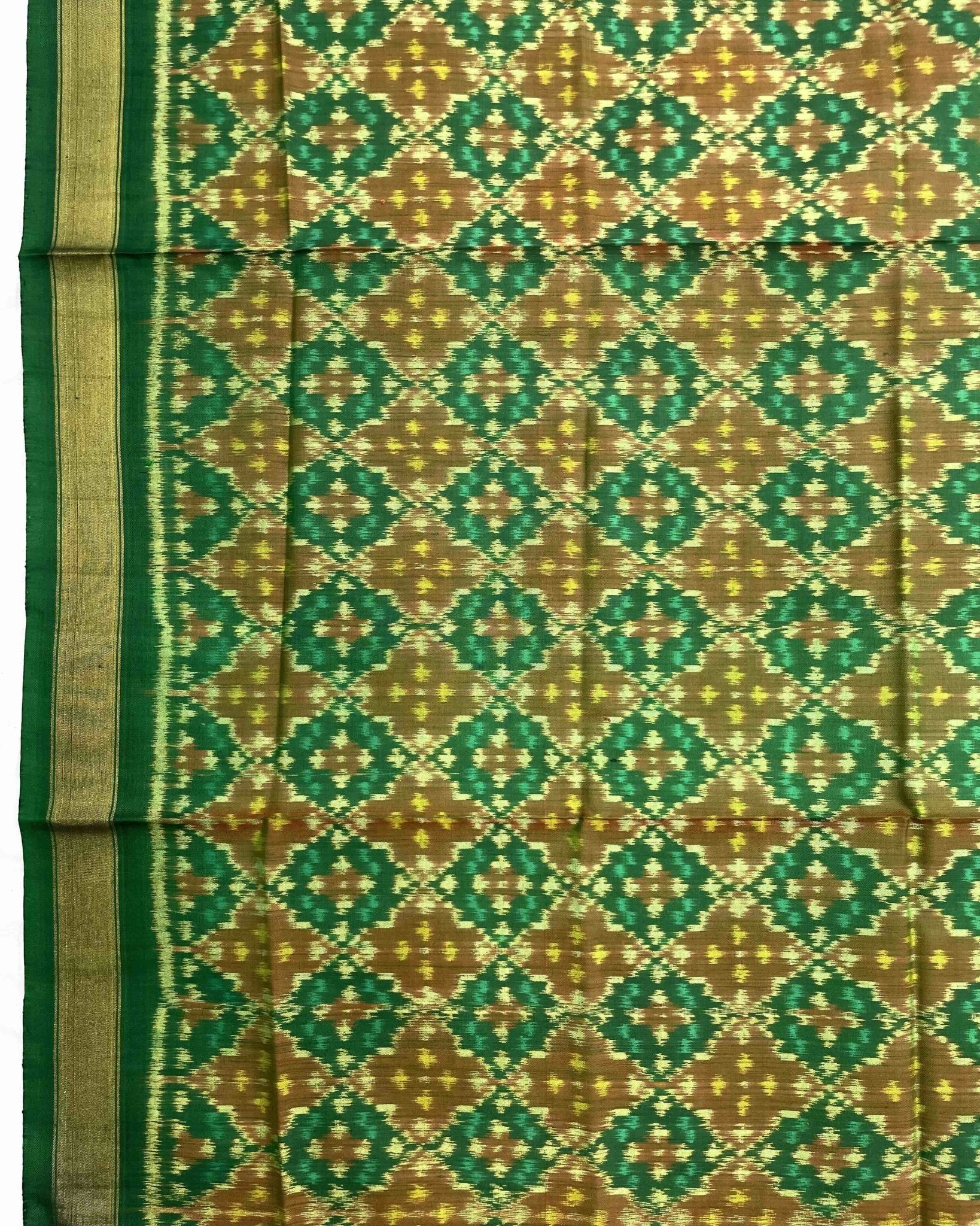 Green Buttonful Design Patola Dupatta - SindhoiPatolaArt