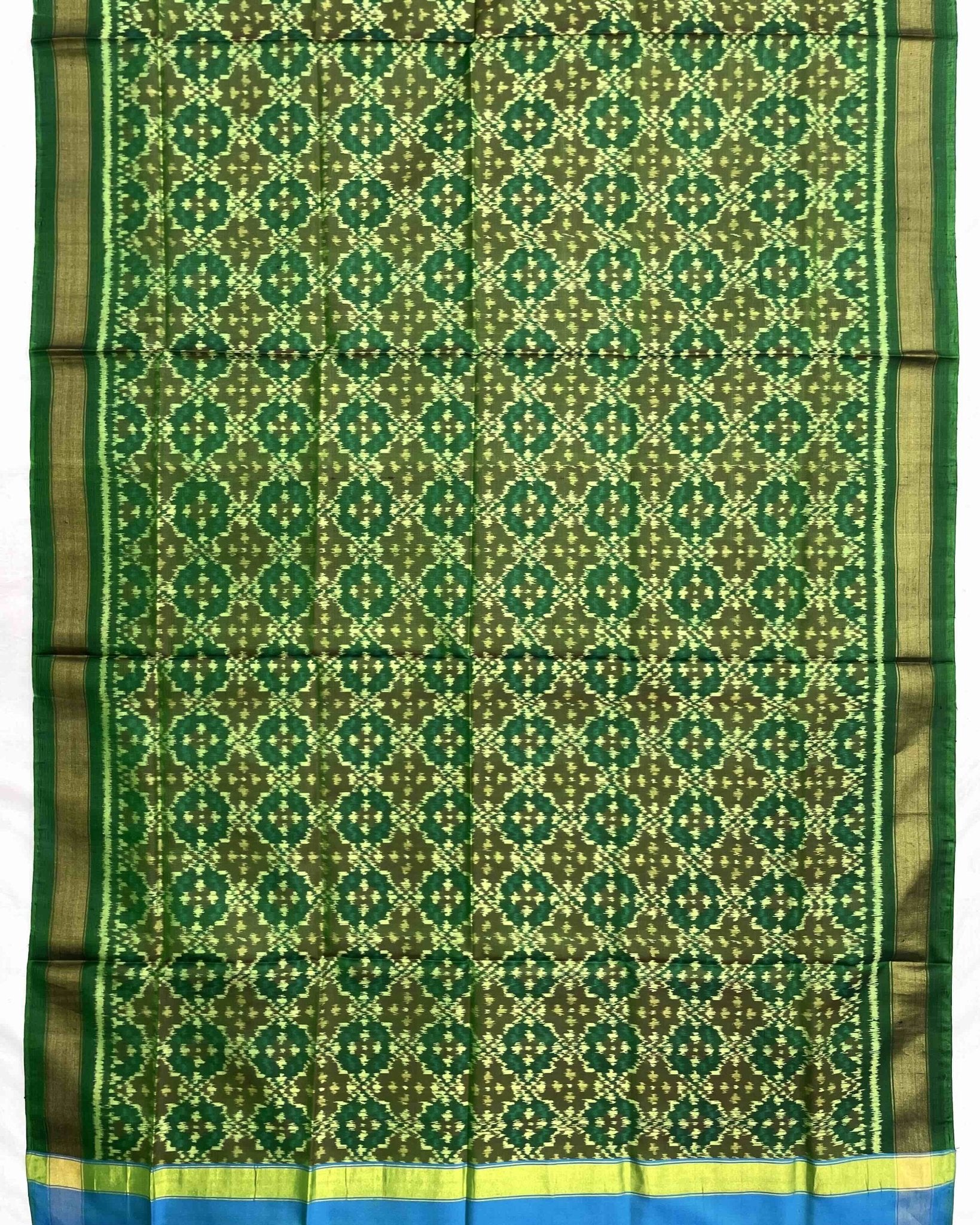 Green Buttonful Design Patola Dupatta - SindhoiPatolaArt