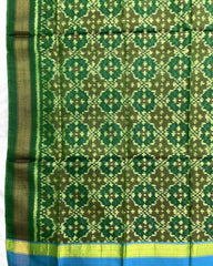 Green Buttonful Design Patola Dupatta - SindhoiPatolaArt