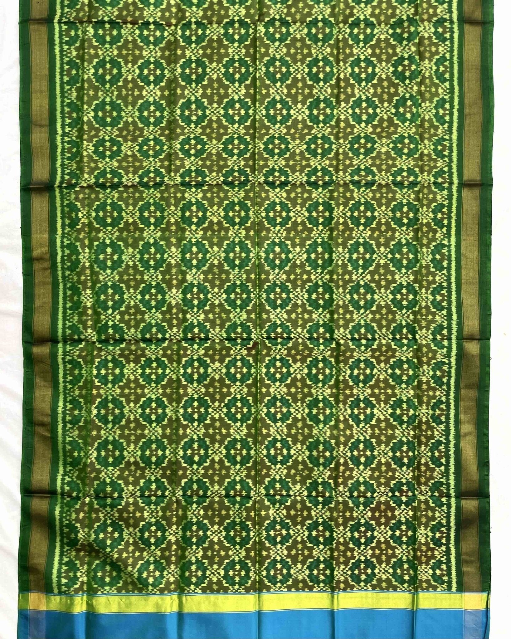 Green Buttonful Design Patola Dupatta - SindhoiPatolaArt