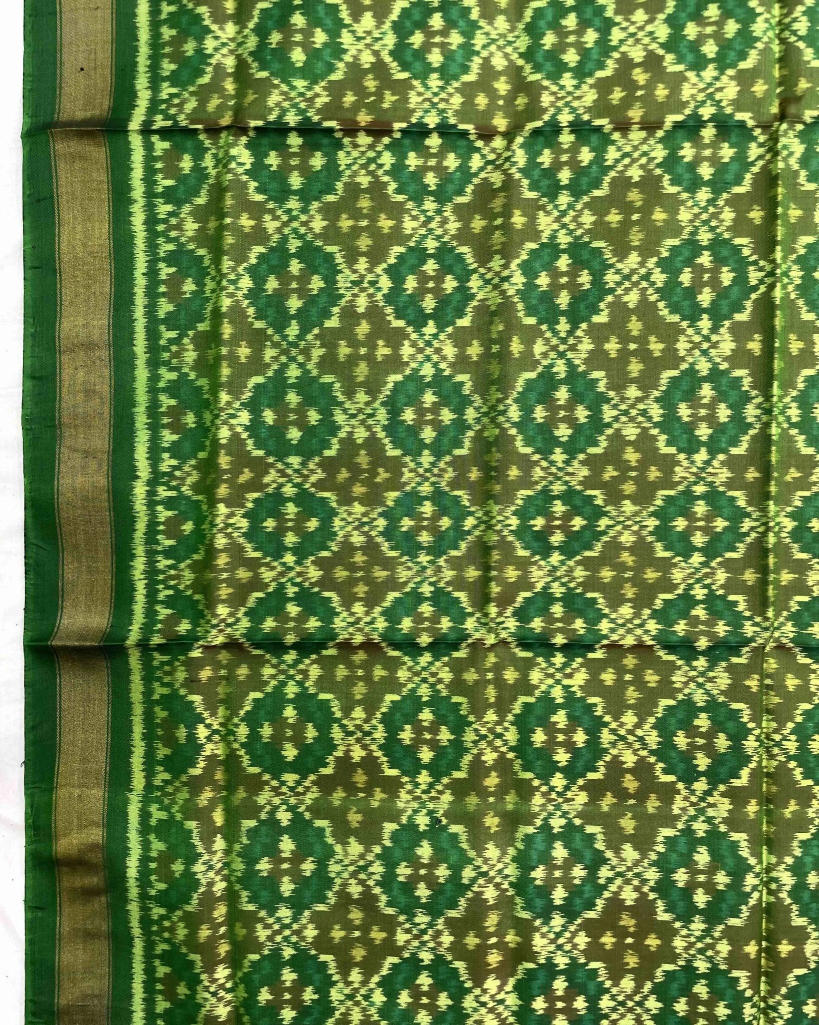 Green Buttonful Design Patola Dupatta - SindhoiPatolaArt